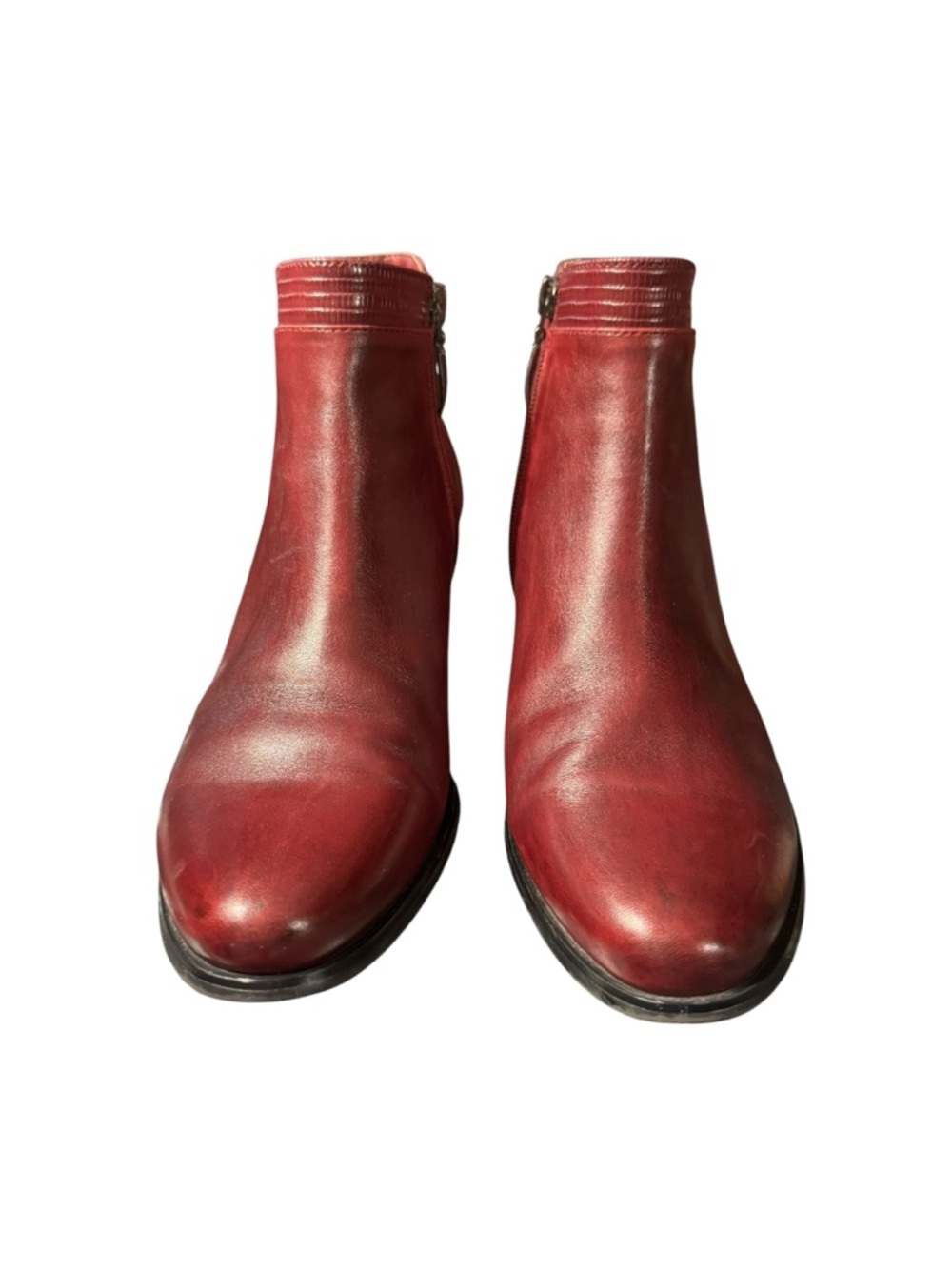 Womens Spring Step Kastania Red Leather Suede Ankle Boots 8 Side Zip